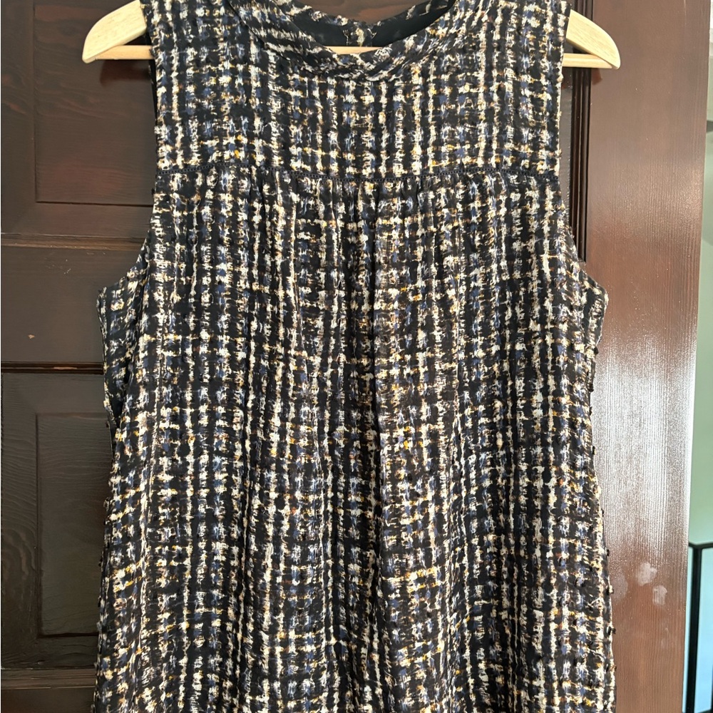 Chic Black and Blue plaid Sleeveless Top